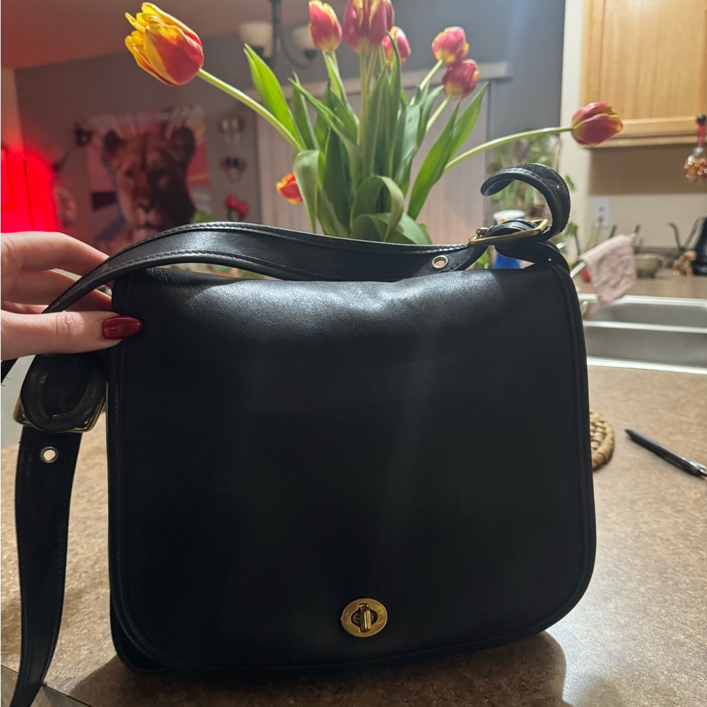 Vintage Black Coach Stewardess Bag 9525